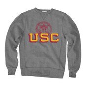 USC Trojans Men's Gray Vintage Sign Sealed Sanded Fleece Crew Neck Sweatshirt